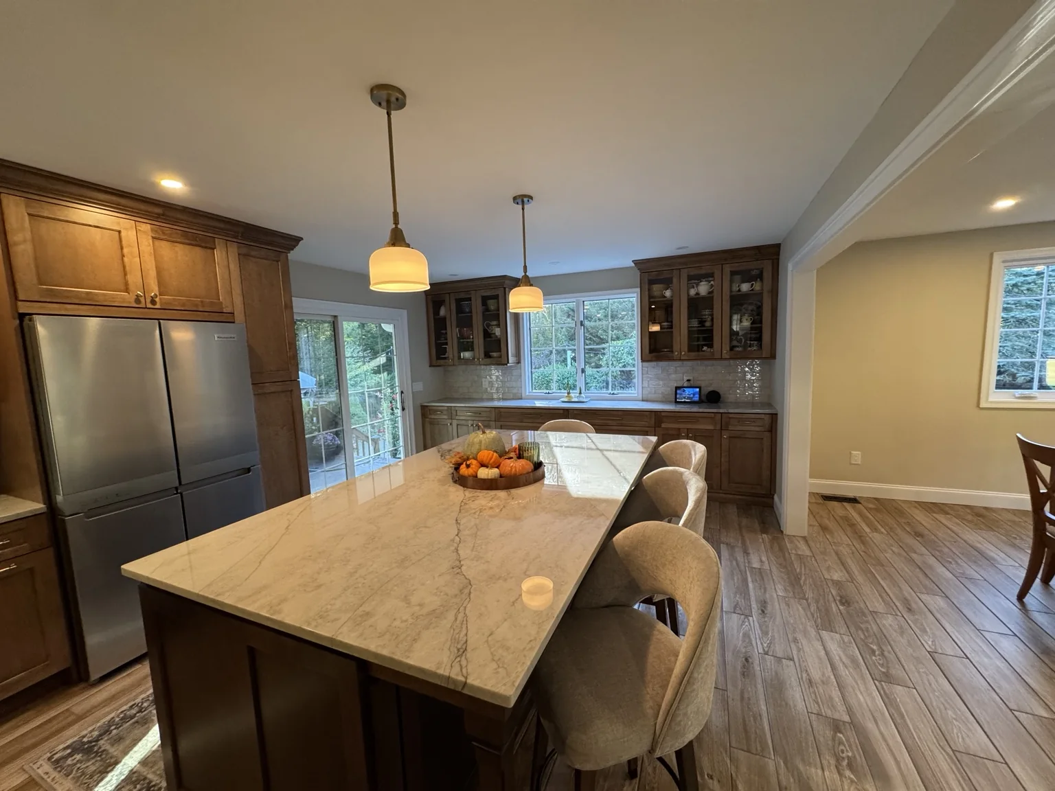 Kitchen island after remodeling in Manalapan NJ